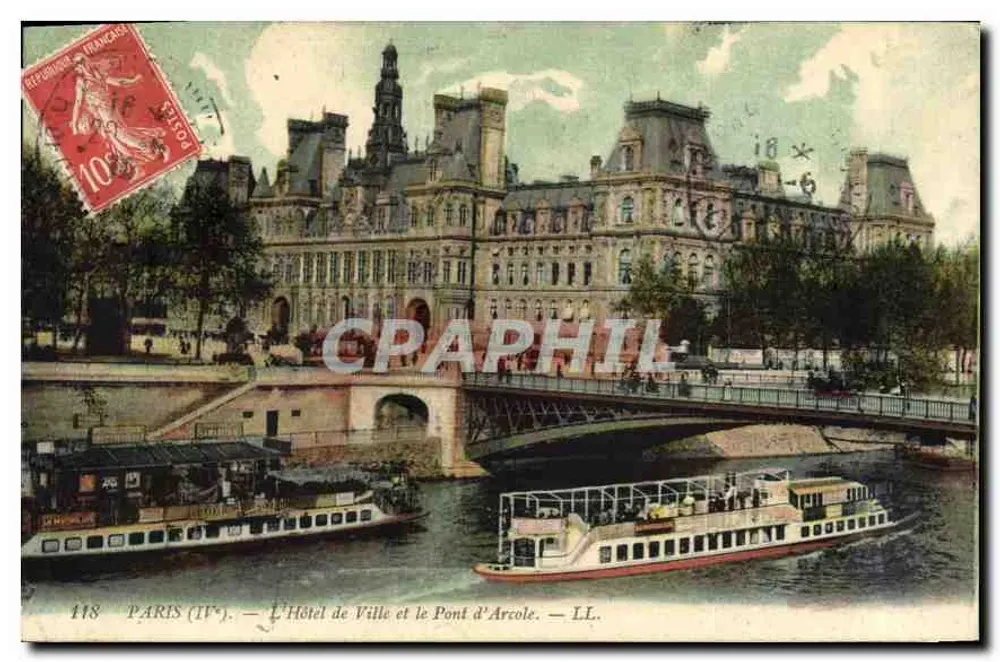 Paris (IVe) — Das Rathaus und die Pont d'Arcole — LL. — Nr. 118 - Vorderseite