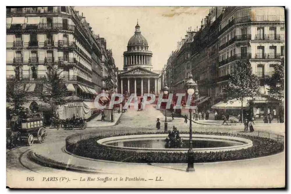Paris (5. Bezirk) — Ansicht der Rue Soufflot und des Panthéon — LL. - Vorderseite