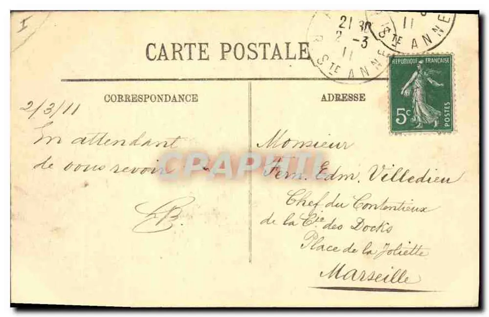 Paris (V°) — A Conciergerie — LL. n° 571 - Verso