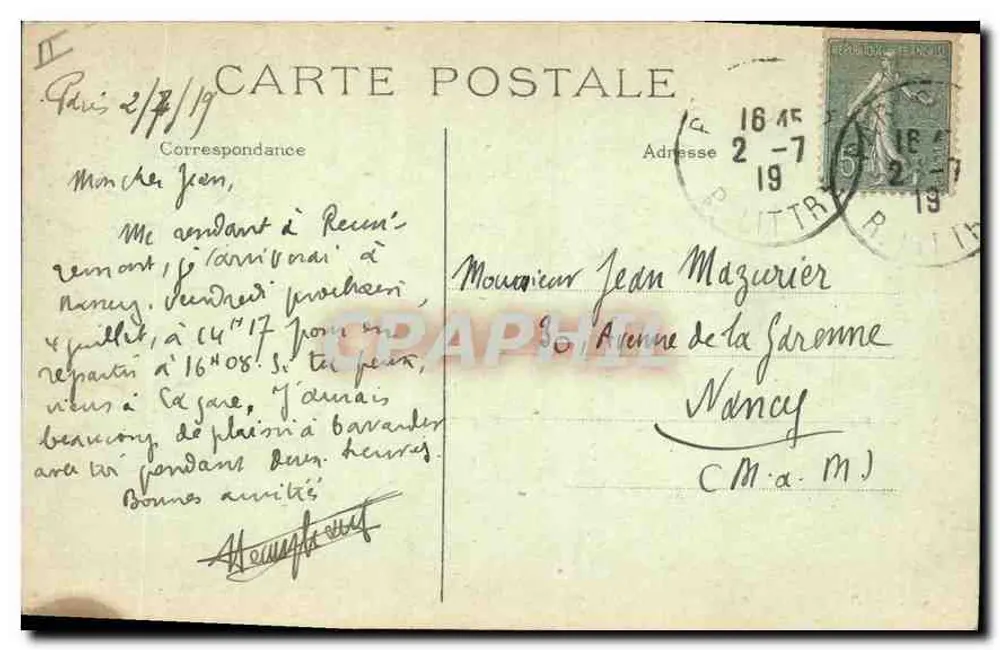 Paris (5e) — A Rue Soufflot — J.H. n°524 - Verso