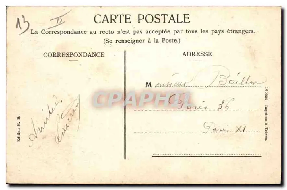 Marseille - O Castelo de If — Edição E. B. - Verso