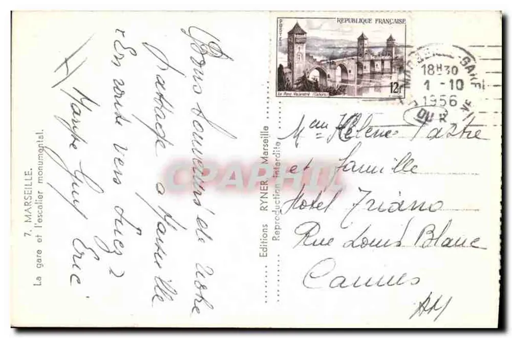 A estação e a escada monumental — Marselha — Edições Ryner - Verso