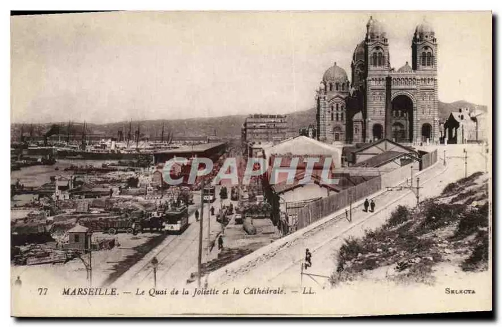 Marseille — Der Quai de la Joliette und die Kathedrale — Selecta - Vorderseite