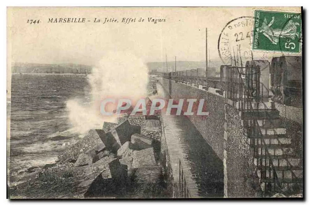 Marseille - A Jelée, Efeito das Ondas — Edição Dock de la Carte Postale, n° 1744 - Frente