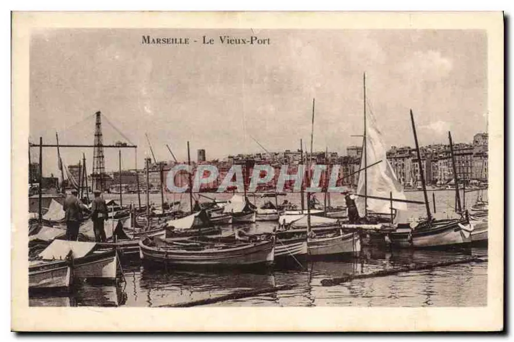 Marseille - Le Vieux-Port — vue du port avec bateaux et quai - Frente