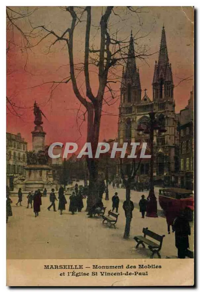Marseille — Denkmal der Mobiles und die Kirche Saint-Vincent-de-Paul - Vorderseite