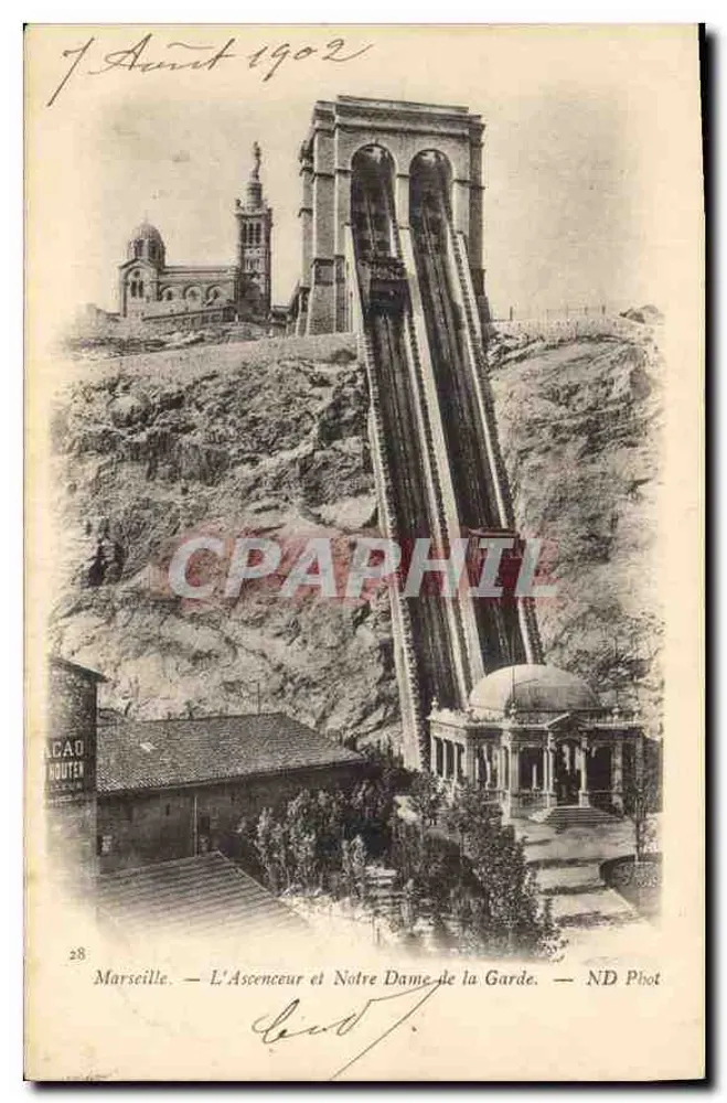 Marseille — Der Aufzug und Notre Dame de la Garde — ND Phot - Vorderseite