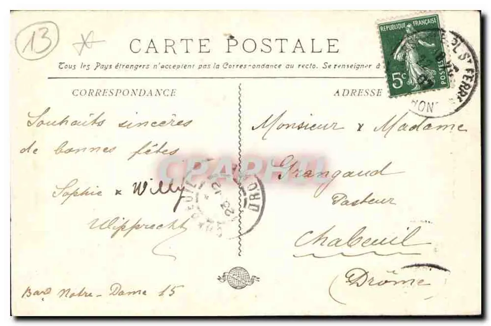 MARSEILLE, os Ascensores — editor desconhecido, n° 12 - Verso