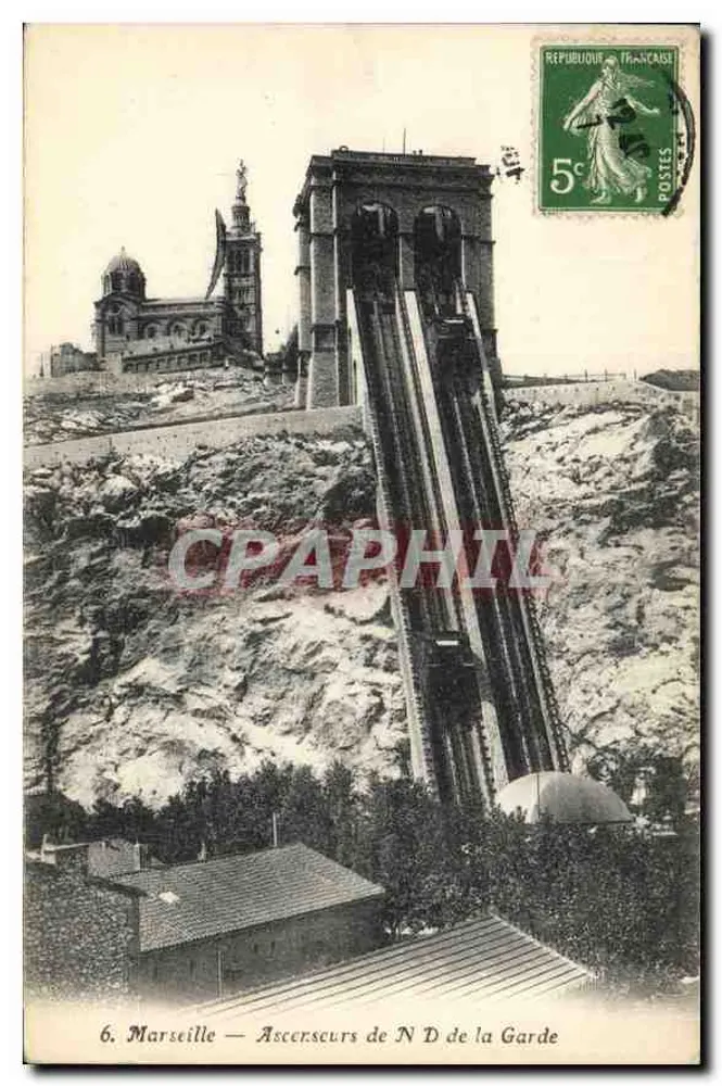 Marselha — Elevadores de N.D. de la Garde — Editor não identificado, n°6 - Frente