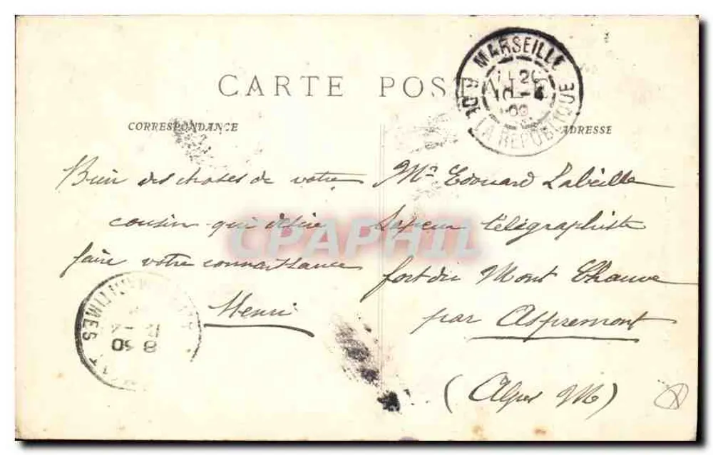 Marselha - D. de la Garde — P. Ruat, editor, Marselha, n° 13bis - Verso
