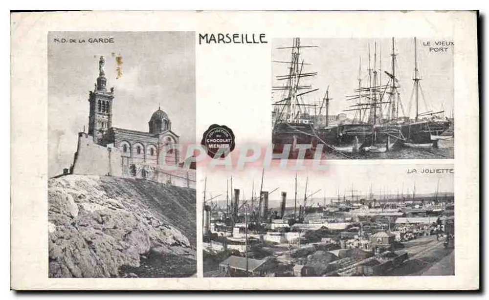 Marseille — N.D. de la Garde, Le Vieux Port, La Joliette — Verlag Crocholat Menter - Vorderseite