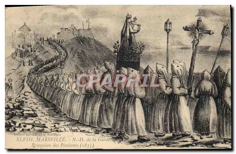 Marseille - Notre-Dame de la Garde - Prozession der Bußfahrer (1835) - Sonderausgabe der Basilika - Vorderseite