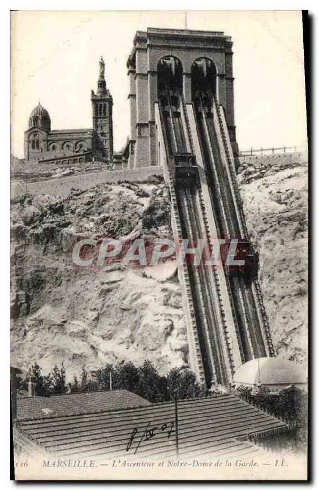 Marseille — Der Aufzug und Notre-Dame de la Garde — L.L. Nr. 16 - Vorderseite