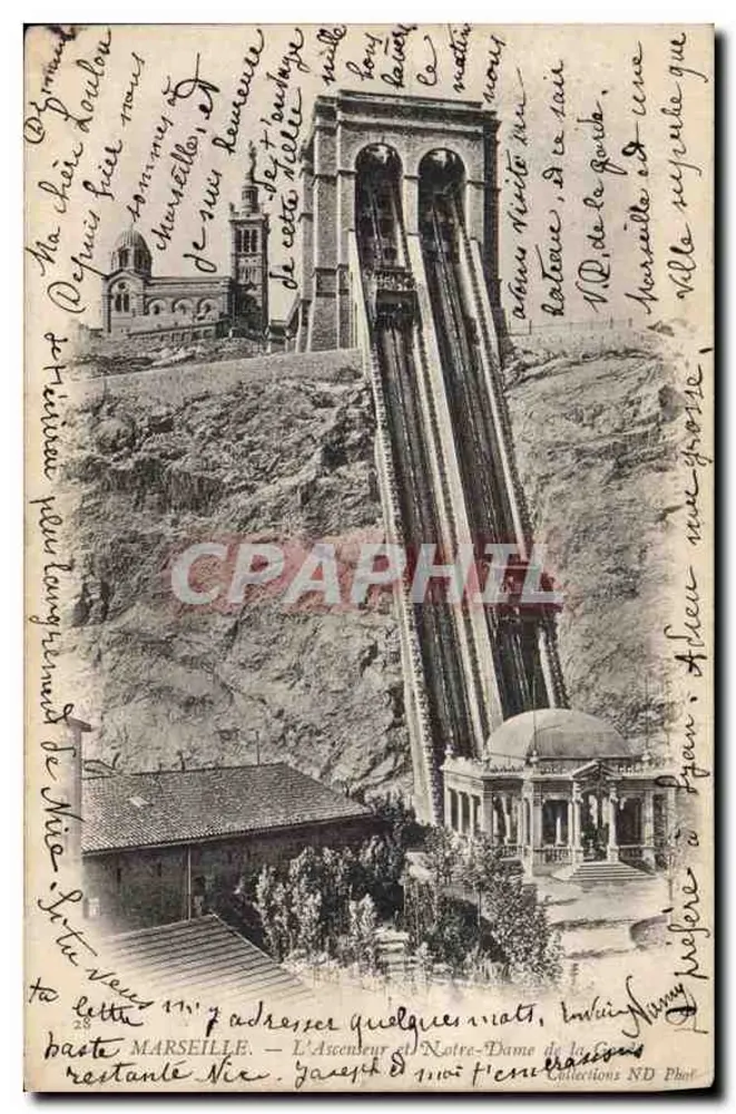 Die Schiebebahnen und Notre-Dame de la Garoupe — Marseille — Gaset & Fils Phot. - Vorderseite
