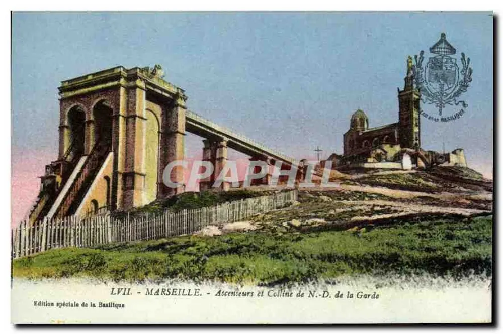 Marseille - Aufzüge und Hügel der Notre-Dame de la Garde — Sonderausgabe der Basilika, n° LVII - Vorderseite
