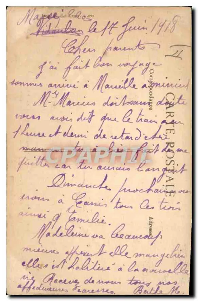 Marselha — Parque da Exposição - Palácio das Atrações — La Duranze - Verso