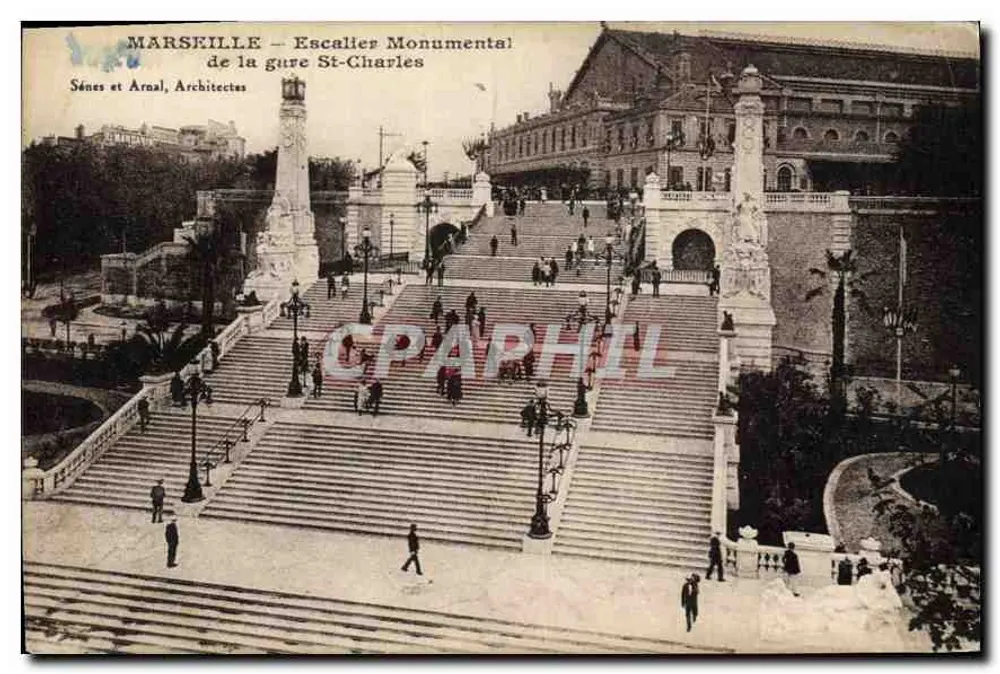 Marseille — Monumentale Treppe der St-Charles-Bahnhof — Sénés und Arnal, Architekten - Vorderseite