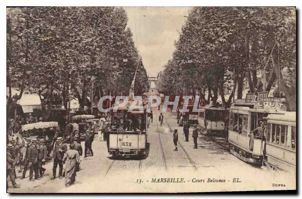 Marseille — Cours Belleunce — tramway n°632 — éditeur Supra, n°13 - Frente