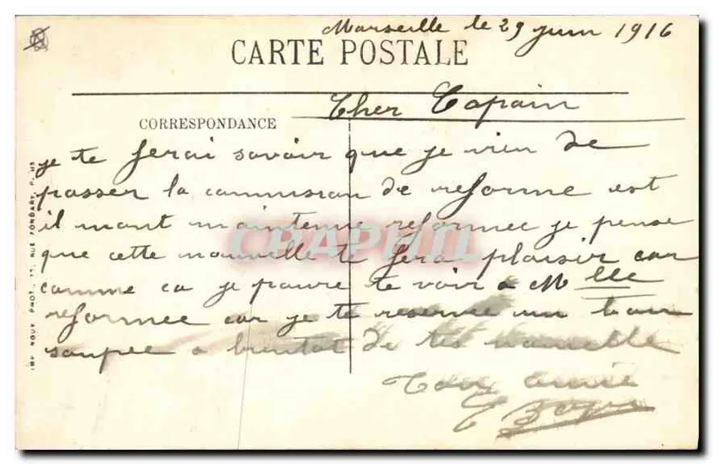 Marselha — Nossa Senhora da Guarda — editor desconhecido, n° de série 3 - Verso