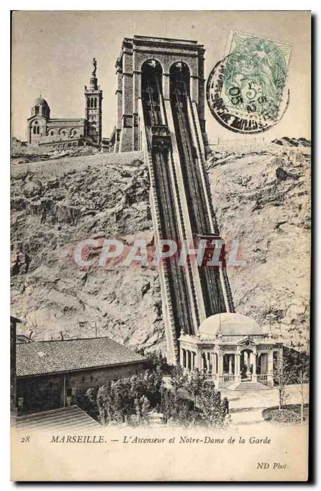 Marseille — Die Aufzug und Notre-Dame de la Garde — ND Phot. - Vorderseite