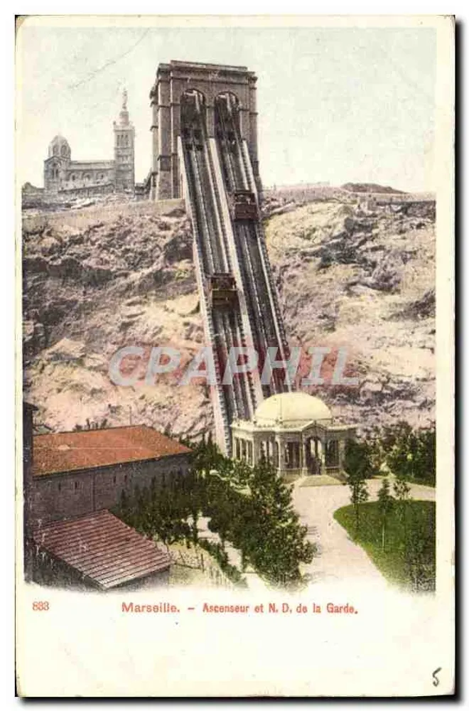 Marselha — Elevador e Nossa Senhora da Guarda — n° 883 - Frente