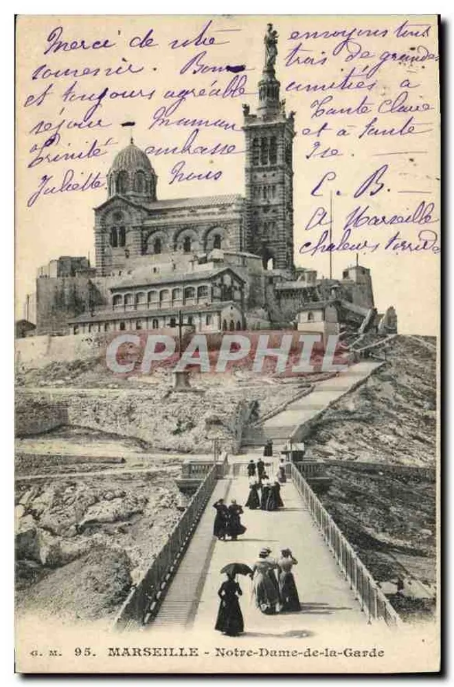 Marselha - Nossa Senhora da Guarda — vista da basílica e do caminho da Garoupe, editor C.M. n°95 - Frente
