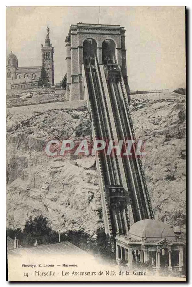 Marseille — Die Aufzüge der N.D. de la Garde — Phototyp. E. Lacour — Marseille - Vorderseite