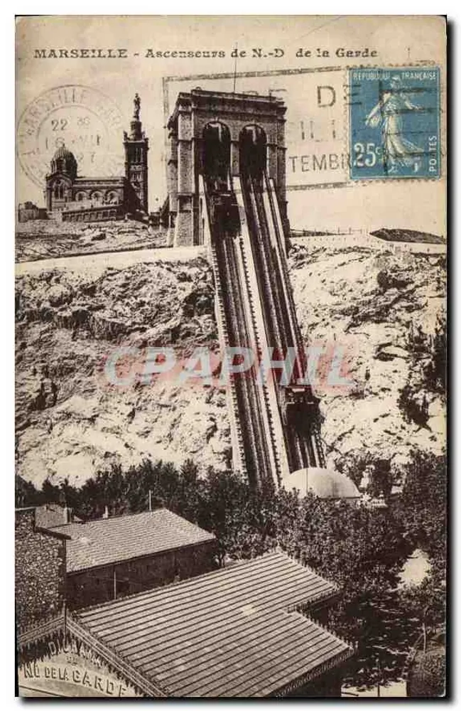 MARSSELLA - Ascensores de N.-D. de La Garde — Editor : N° de La Garde - Anverso