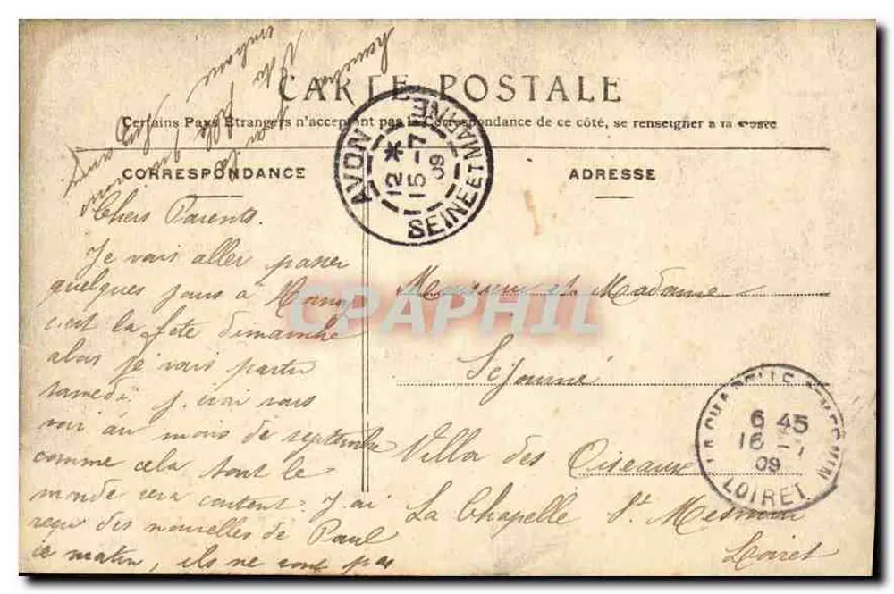 Paleis van Fontainebleau — Kamer van Abdicatie — L. D. Fontainebleau, n°19 - Achterkant