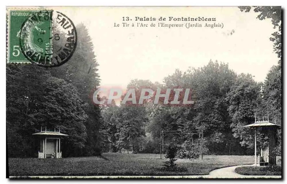 Schloss Fontainebleau — Der Bogenschießstand des Kaisers (Englischer Garten) — Photomechanische Druckerei L. Michard, Fontainebleau - Vorderseite