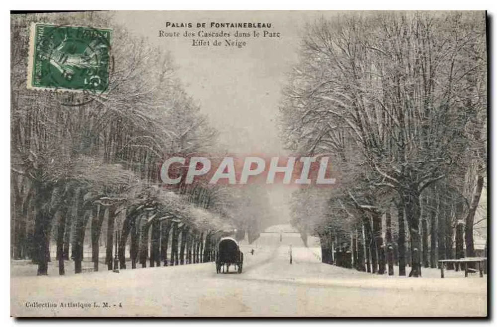 Schloss Fontainebleau — Route des Cascades im Park — Schneeeffekt — Künstlerische Sammlung L. M. - 4 - Vorderseite