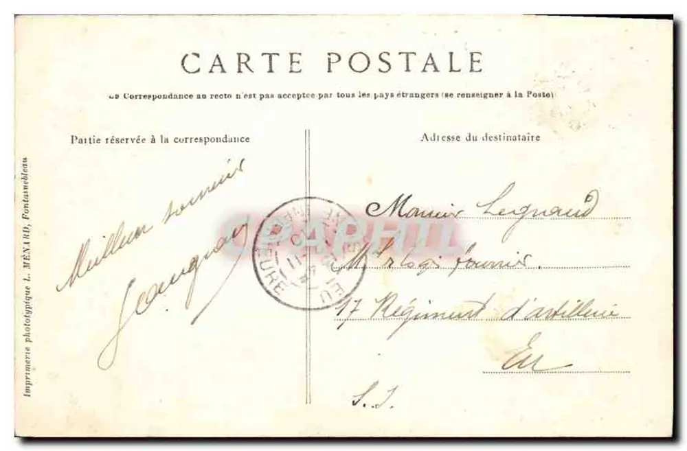 Schloss Fontainebleau — Route des Cascades im Park — Schneeeffekt — Künstlerische Sammlung L. M. - 4 - Rückseite