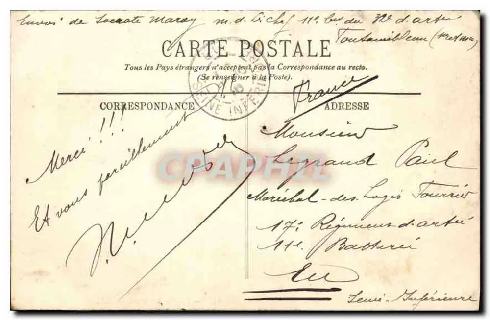 Fontainebleau — O Fer a Cavalo — LL. n°366 - Verso