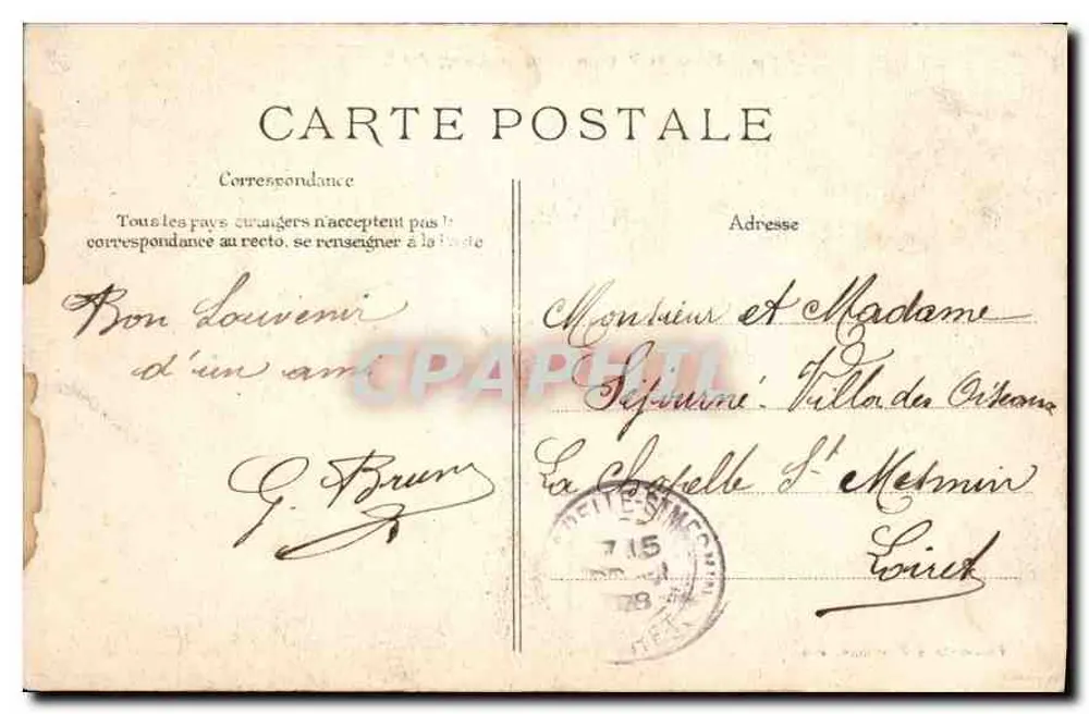 Palais de Fontainebleau — Étang des Carpes — René Cade à Pontonx - Rückseite