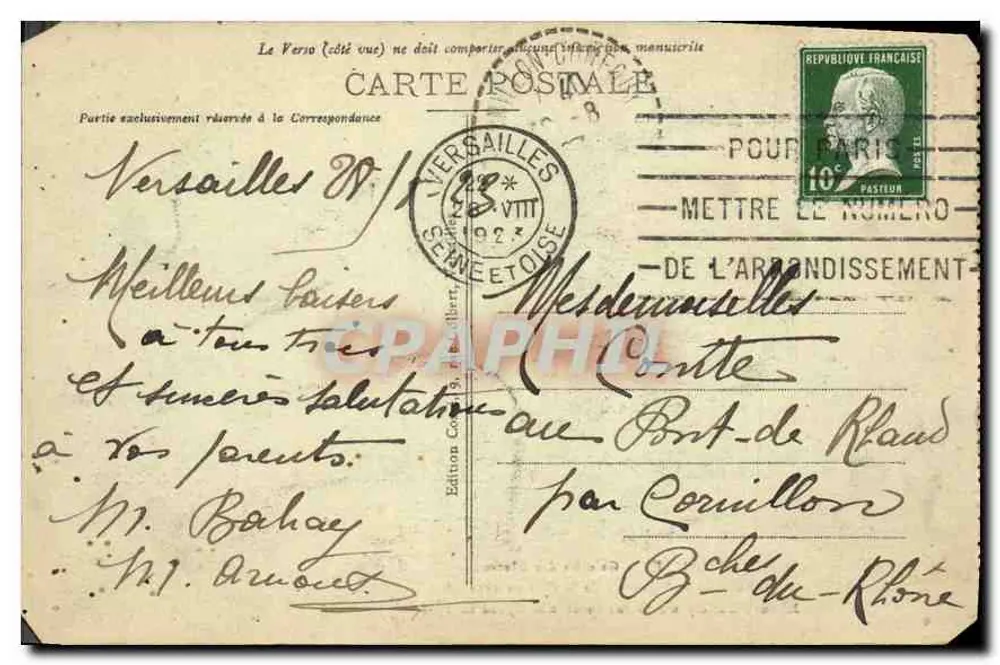 Versailles - Galerias dos Espelhos - Sala da Assinatura da Paz em 1919 - Verso