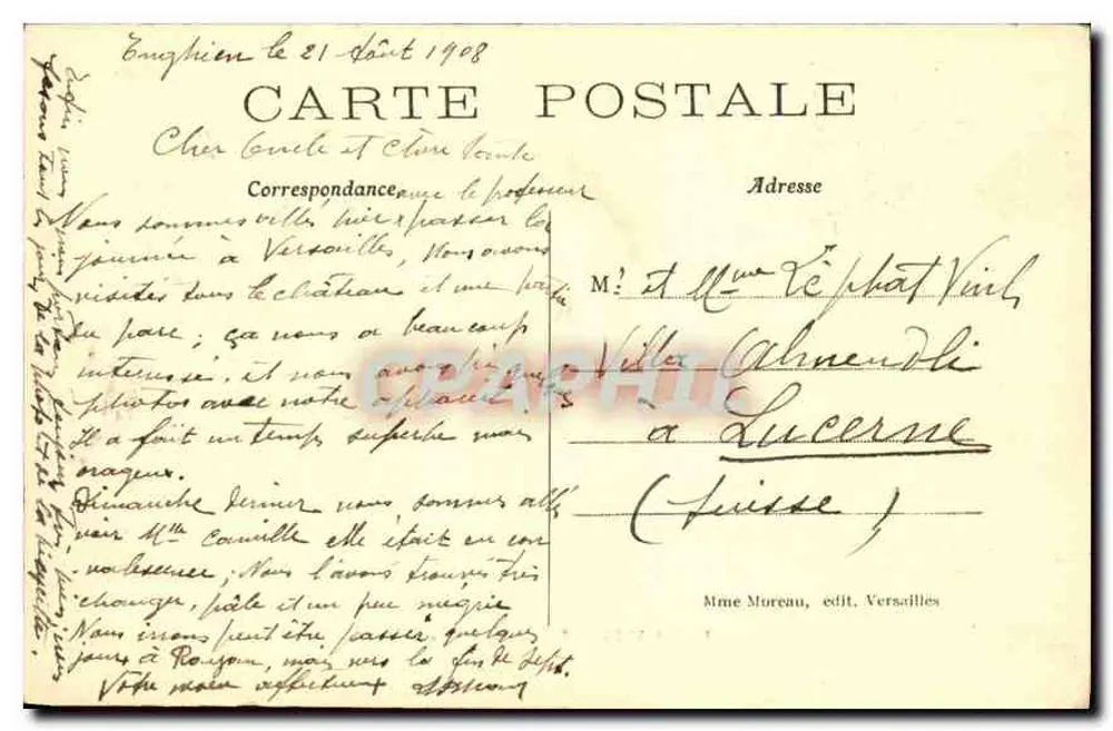 Versailles — Palácio do Grande Trianon — Mme Moreau, editor Versailles - Verso