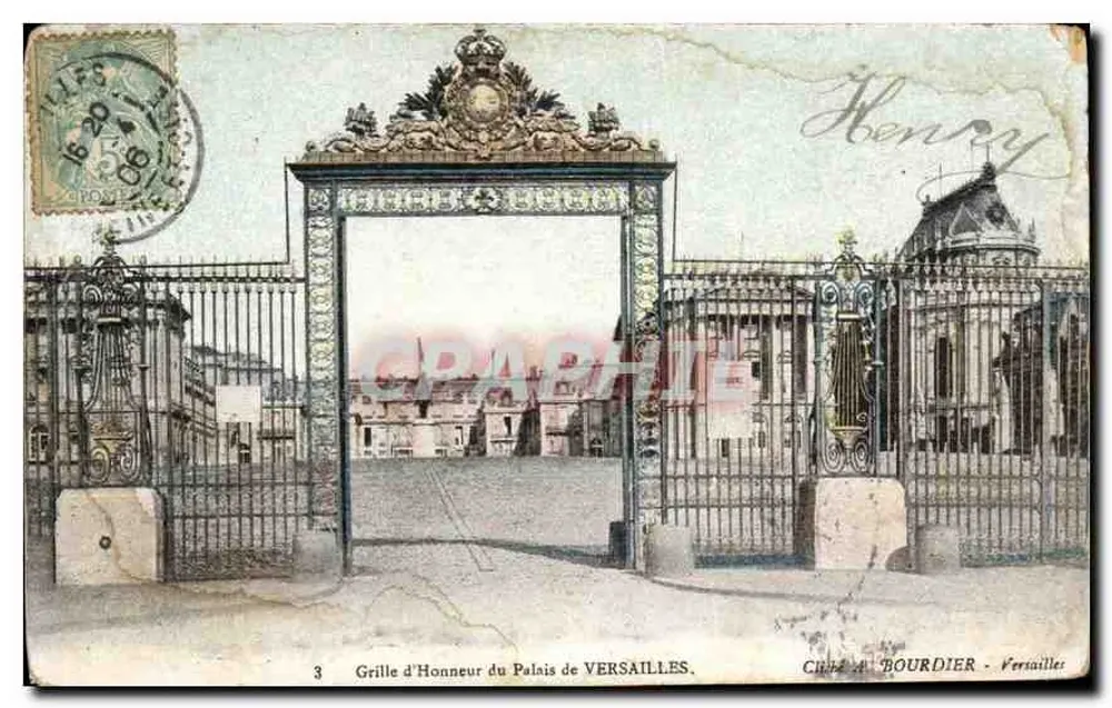 Grade de Honra do Palácio de VERSAILLES — editor CHÈZE A. BOURDIER - Versailles, n°3 - Frente