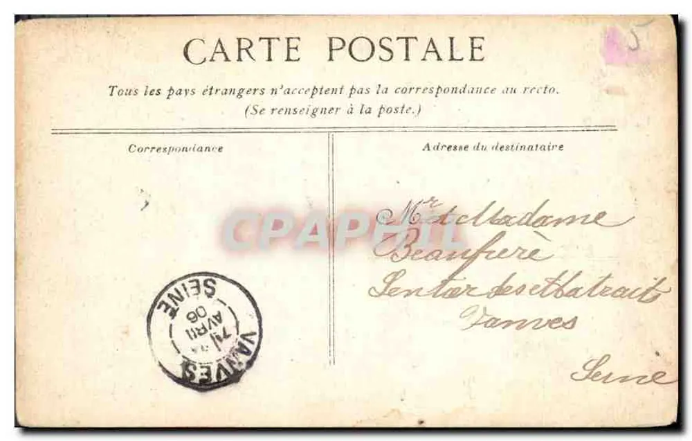 Grade de Honra do Palácio de VERSAILLES — editor CHÈZE A. BOURDIER - Versailles, n°3 - Verso