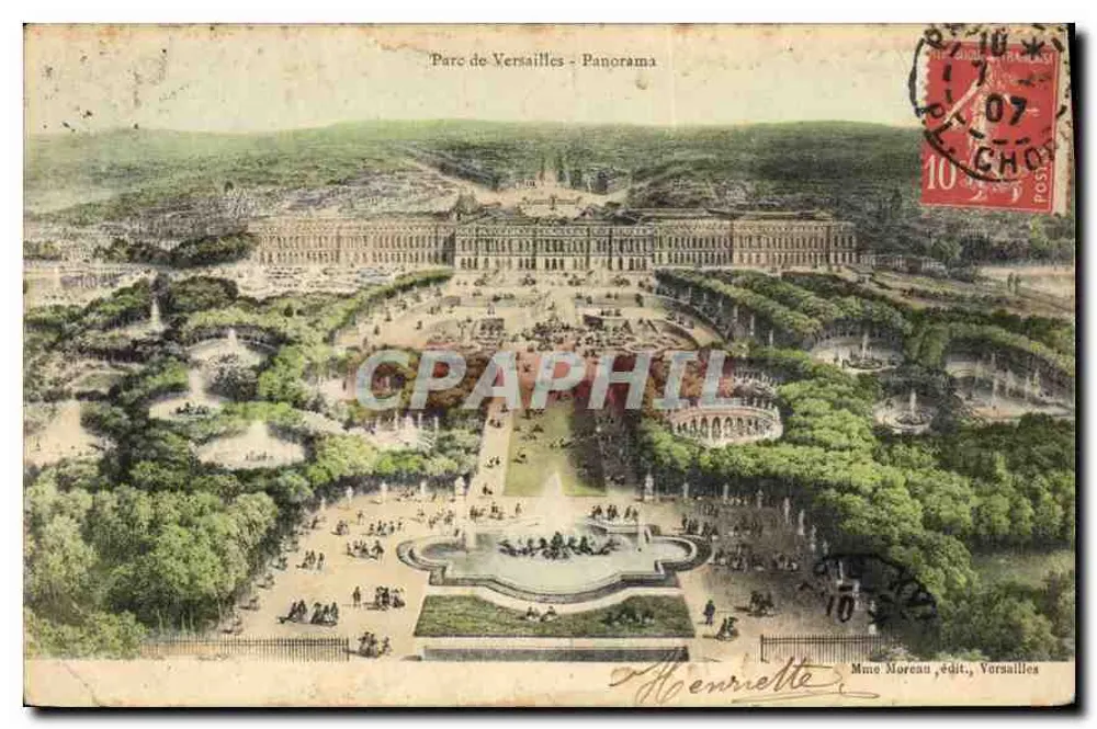 Parc de Versailles - Panorama — Mme Moreau, édit., Versailles - Frente