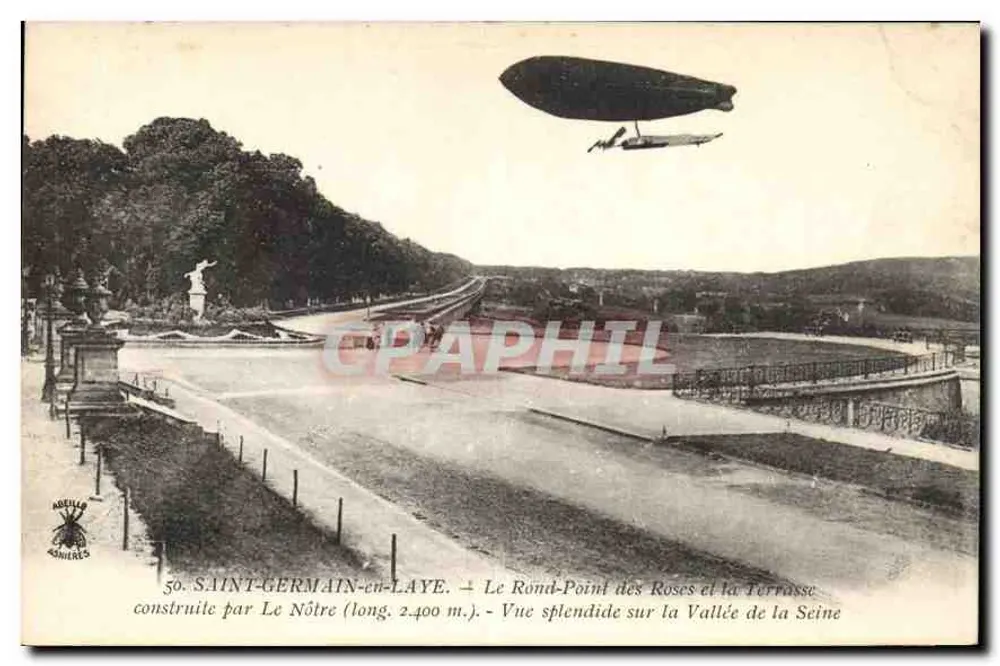 Saint-Germain-en-Laye — Le Rond-Point des Roses und die Terrasse (Länge 2.400 m.) — Verlag Abeille & Fils - Vorderseite