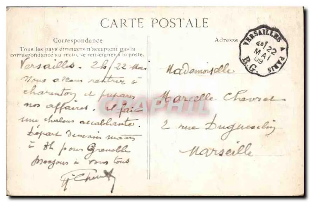 Versailles — Große Wasser — Bassin de Latone — Verlag E.D. n°1837 - Rückseite