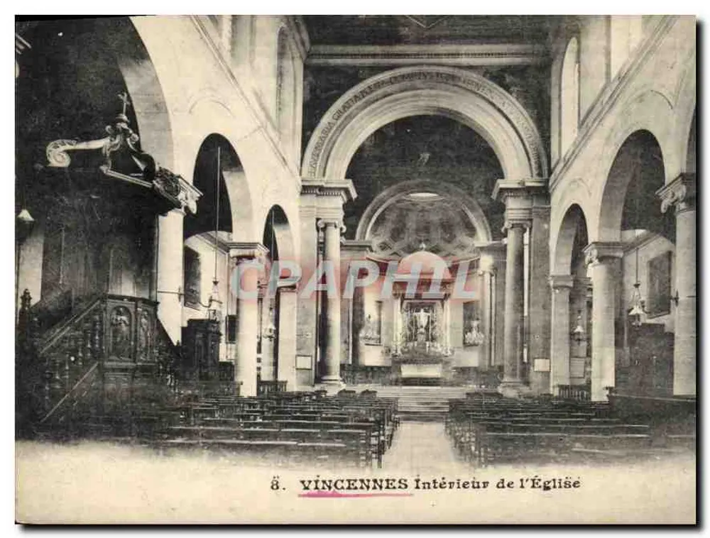 Vincennes — Interior da Igreja — Editor não identificado, n° 8 - Frente