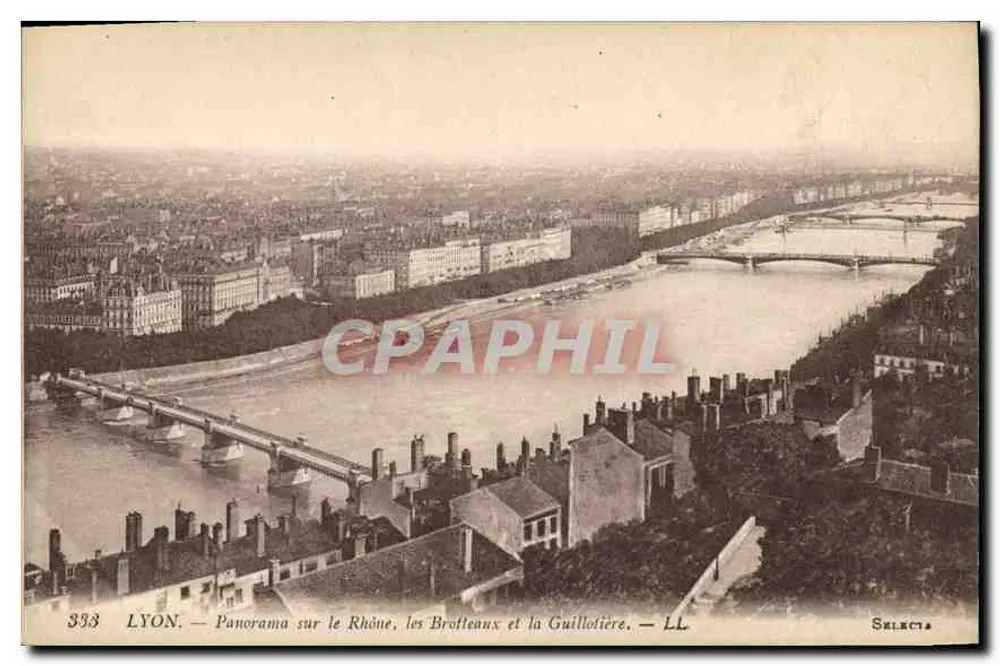 LYON — Panorama über den Rhône, die Brotteaux und die Guillotière — Selecta - Vorderseite