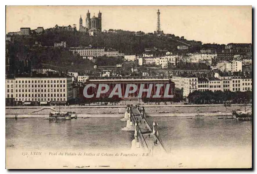 LYON — Palast der Justiz und Fourvière-Hügel — E.R. - Vorderseite