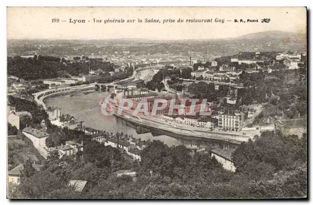 Lyon - Allgemeiner Blick auf die Saône, vom Restaurant Gay aus — B. F., Paris - Vorderseite
