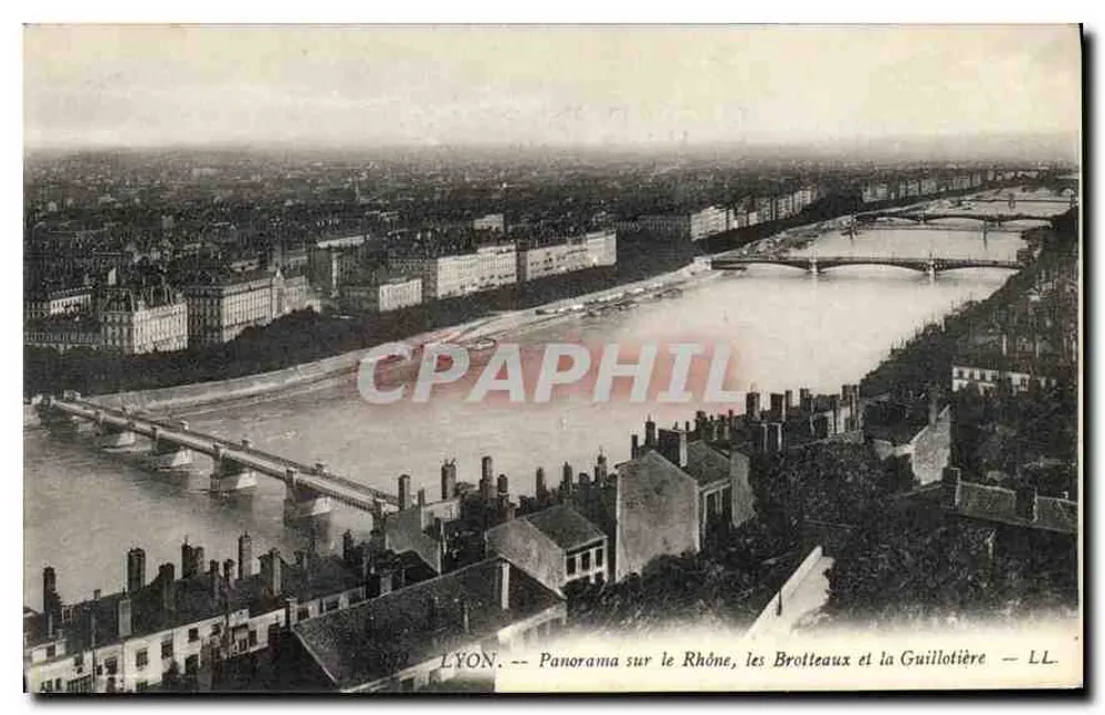 LYON -- Panorama über den Rhône, die Brotteaux und die Guillotière -- LL. - Vorderseite