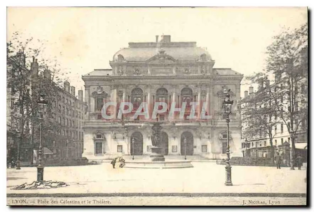 LYON — Place des Célestins und das Theater — J. Nicolas, Lyon - Vorderseite