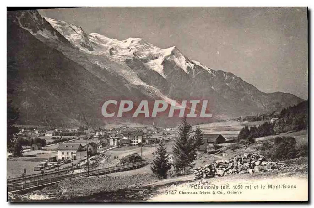 Chamonix (alt. 1050 m) e o Mont-Blanc — Charnaux frères & Co., Genève, n° 5147 - Frente