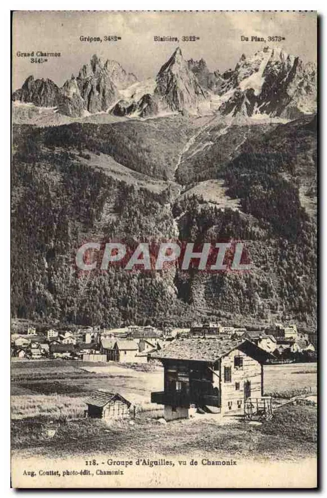 Grupo das Aiguilles, visto de Chamonix — Aug. Couttet, foto-editora, Chamonix - Frente