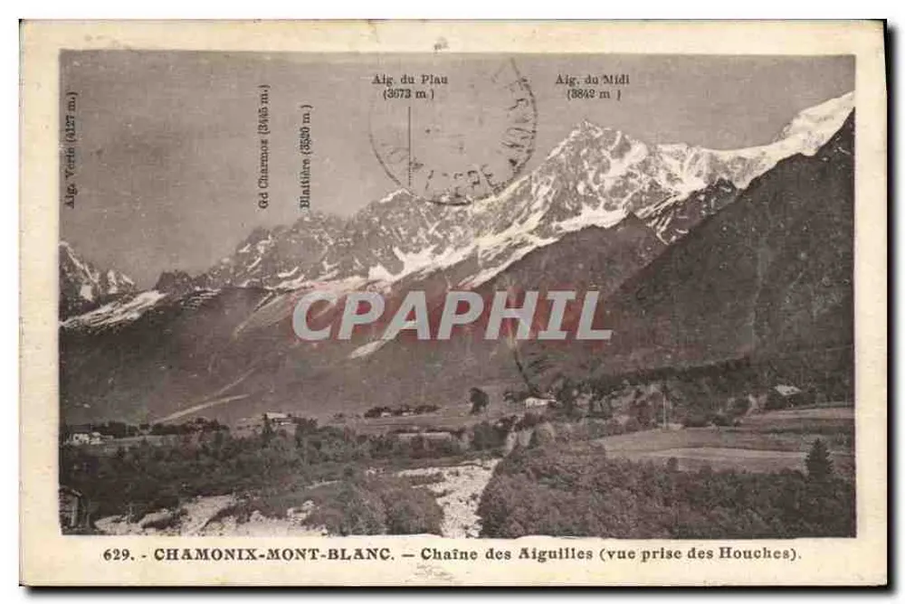 Chamonix-Mont-Blanc — Kette der Aiguilles (Blick von Les Houches) — L. Morand, phot. (Haute-Savoie) n°629 - Vorderseite